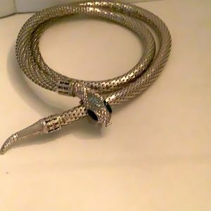 Whiting and Davis Silver Tone Serpent Double Strand Necklace/Belt